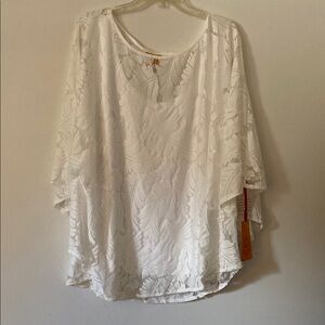 0278 Ruby Rd 3x white lace butterfly wing bat wing top new with tags